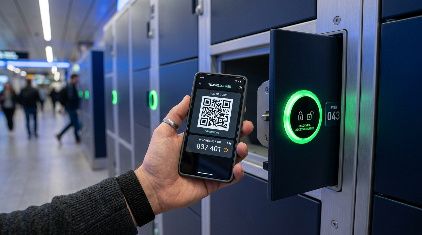 Contactless QR unlock on Digicloak smart locker